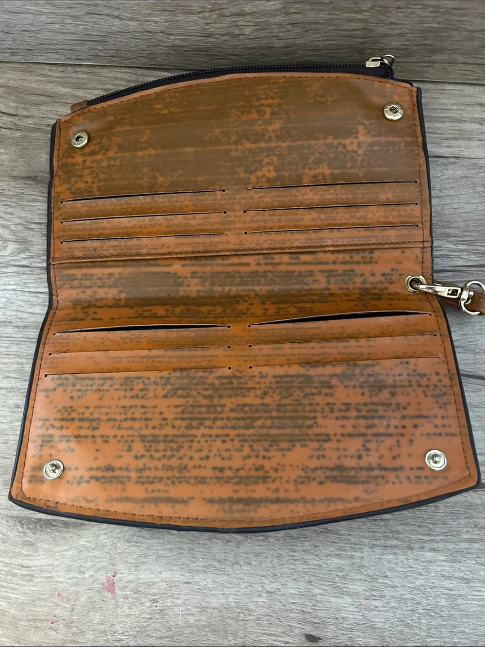 Tan and Black Patterned Wristlet Clutch
